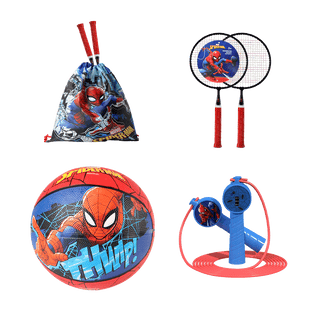 Marvel Sport combo set Basketball Children round badminton racket jump rope with gym bag ball bag
