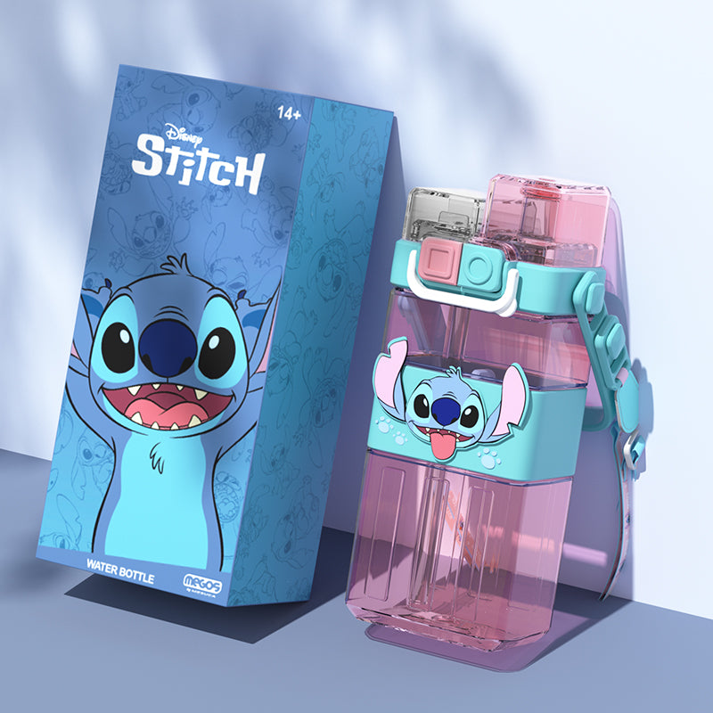 Disney Lotso Stitch Square Water Bottle Portable Double Drink Bottles For Children