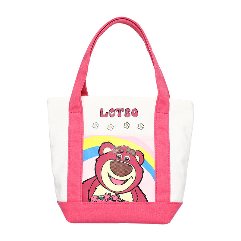 Disney Lotso Canvas Handbag Capacity Bento Lunch Box Bag Shopping Bag Handbag