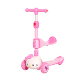 Load image into Gallery viewer, Hello Kitty 21339 Foldable 3D Three wheels scooter with seat with push handler
