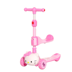 Hello Kitty 21339 Foldable 3D Three wheels scooter with seat with push handler