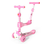 Load image into Gallery viewer, Hello Kitty 21339 Foldable 3D Three wheels scooter with seat with push handler
