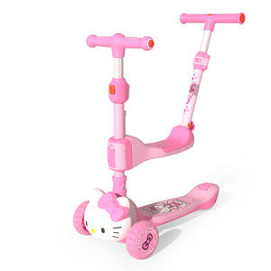 Hello Kitty 21339 Foldable 3D Three wheels scooter with seat with push handler